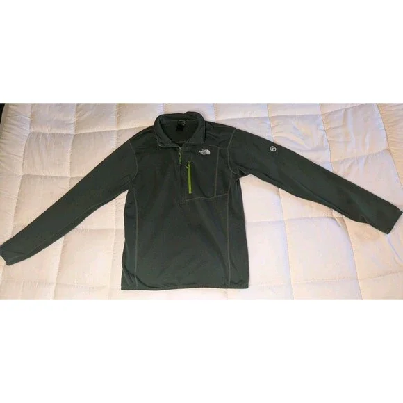 ​The North Face Summit Series 1/4 Zip Fleece Pullover Green Men's Medium Pocket - Picture 3 of 10